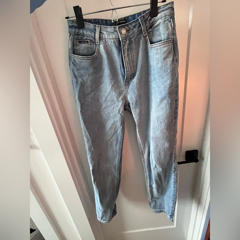 Frank and Oak high rise mom cut light wash denim, barely worn